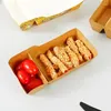 Take Out Containers 50pcs Kraft Paper Lunch Box Disposable Food Snack Sushi Boat Plates Packing For Party Dessert Cake