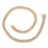 9mm Bling Cuban Link Chain 18K Gold Plated Iced Out CZ Women Cuban Link Choker Necklace