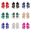 Boucles d'oreilles 9 couleurs blanc Fuchsia brillant cristal grand pour les femmes de luxe fête déclaration bijoux grande boucle d'oreille