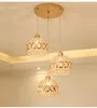 Lampes suspendues Lustre minimaliste moderne Barre de personnalité à trois têtes Restaurant créatif en cristal de fer forgé
