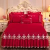 Bed Skirt European Elegant Lace Bed solid colored bedding thick soft smooth king size bed excluding pillowcases 230410