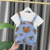 Новая летняя детская одежда костюм детские девочки мальчики повседневная футболка для медведя комбинезоны 2pcs/Set малыш активный костюм Дети спортивная одежда 1-4 года