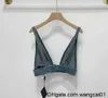 Women's T-Shirt Womens Designers T Shirts Underwear With Metal Triang Badge Sexy Deep V Denim Sling Tube Tops Women Clothing 410&3