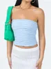 Camisoles Tanks Chronstyle Ruched Strapless Off Shourdellestube Tops Summer Streetwear 2023セクシーな女性ソリッドカラースリムフィットタンクミニベスト衣装230410