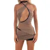 Work Dresses Backless Skirt Set Y2K Fashionable Style Sexy Mini Breathable See Through Mesh Slim Fit For Travel Dating