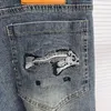 jeans pantalons jeans de créateur Jeans pour hommes coupe ajustée nouvelle marque à la mode pantalon droit polyvalent broderie quilting marque déchirée pantalon vintage pantalon de poisson de mode pour hommes
