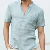 Men's T Shirts Mens Casual Short Sleeve Cotton Linen T-shirts Spring Summer Loose Top Tee Chemise Homme Plus Size Camiseta