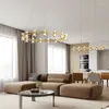 シャンデリアモダンデザイナーランプ豪華なクリエイティブペンダントライト銅ガラス雰囲気リビングダイニングルームの寝室ハンギングフィクスチャ