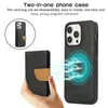 Luxury 2 in 1 Removable Magnetic Leather Vogue Phone Case for iPhone 15 Plus 14 13 12 Pro Max Durable Business Detachable Multiple Card Slots Wallet Bracket Back Cover