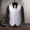 Men's Vests Regular Fit Vest Suit Men Party Stylish Retro Groom Wedding Waistcoat With Printed Sleeveless V Neck Slim For