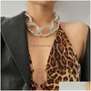 Kettingen Kettingen 1 Stuks Goud/Sier Kleur Persoonlijkheid Overdrijven Hip Hop Gladde Frosted Ketting Vrouwelijke Punk Legering Grof Drop Levering Jewe Dhdcs