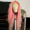 Розовые новые вьющиеся человеческие волосы HD прозрачные 13х4 глубоковод