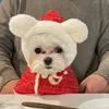 犬のアパレル猫コスチュームサンタコスプレ面白い猫/犬のペットクリスマスケープドレスアップレッドスカーフキャップマントポップポップ装飾ペット服231110