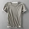 T-shirts pour hommes Mode d'été Style japonais pour hommes Coton en bambou Solide à manches courtes pour hommes Casual Simple T-shirt blanc doux 230410