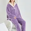 Dames Nachtkleding En Wintervest Flanel Pyjama Pyjama Heren Tiener Voor Meisjes Koud Dames Satijn Set