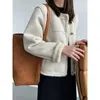 Women Blends Winter Fashion Imitation Lamb Hair Plush Coat Solid Single Breasting Round Neck Outerwear Straight Thick Female Jacket 231110