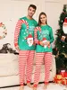 Aile Eşleşen Kıyafetler Xmas Yeşil Noel Baba Baskı Noel Pijamaları Setler Baba Anne Kızı Oğul 2 Parça Pijama Seti 231109