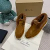 LP Piana Winter Charms Walk Suede Loafers Schoenen Sneeuwlaarzen Paar platte wollen enkel laars slip op flats dames luxe ontwerpers jurk schoen fabrieksschoenen