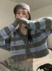 Swetry damskie Deeptown Korean Fashion Striped Cropped Cardigan Women HARAJUKU VINTAGE OGROMNE SWEATER SWEATU WSPÓLNOŚCI KAŻDEGO KNITWAWNE TOPS J231110