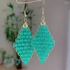 Dangle Earrings Natural Green Aventurine Stone For Women Wire Wrap Pyramid Long Tassel Pendulum Quartz Crystal Drop Earring