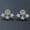 Kolczyki stadnorskie Londany uśmiechnięta pięcioczęściowa gwiazda cyrkon dla mężczyzn i kobiet z tą samą zielenią