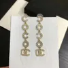 Moda placcato oro 18 carati argento 925 designer di marca di lusso lettere stud eardrop geometriche donne famose strass di cristallo orecchino di perla festa di nozze Jewerlry5