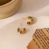 Stud Earrings Vintage Colored Enamel Ox Horn For Women Luxury Young Girls Gold Color Half Cirlce Earring Party Jewelry OL N488