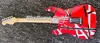 Icke Relic Edward Eddie Van Halen Franken Black White Stripe Red Gloss Electric Guitar Maple Neck Fingerboard Floyd Rose Tremolo Whammy Bar Locking Nut