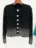 Suéteres femininos Krisest 2023 F/W Designer Jaqueta Leão Botões Strass Diamantes Embelezados Cardigan De Malha
