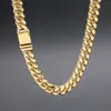 VEROMCA Collana cubana in acciaio inossidabile in oro 18k Collana con chiusura a macinazione personalizzabile su quattro lati