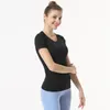 Lijn dames yoga korte mouw stevige kleur naakt sportvorming taille taille strakke fitheid losse jogging sportkleding dames voor