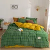 Set biancheria da letto Set biancheria da letto scozzese GURET Biancheria da letto matrimoniale verde Copripiumino nordico Federa Lenzuolo piatto queen size Copriletto invernale per bambini adulti 231110