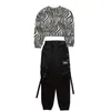 Stage Wear Jazz Dance Costumes Kids Show Street Practice Hip Hop Rave Performance Clothing Zebra Suit PP024