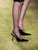 Sapatos de vestido Mulheres'sblade Metal Heeled Bombas Couro Patenteado para Mulheres Apontadas Toe Sling Back High Heel Formal