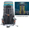 Outdoortassen 65L Kampeerrugzak Tas Waterdicht Nylon Met Regenhoes Wandelen Trekkingbagage Heren Dames Klimmen Reizen 231109