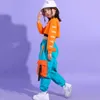 Stage Wear 2023 Hip Hop Dance Costumes Kids Orange Crop Tops Cargo Pants Kpop Outfits For Girls Jazz Performance Festival Clothes DQS10617