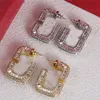 Kvinnor Crystal Designer örhängen Chic Diamond Golden Earrings Retro Rhinestone Studs för Party Wedding Birthday Present