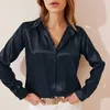 Blouses pour femmes Automne 2023 Soyeux Satin Femmes Chemise Bureau Dame Élégant Solide Blanc Concis Blouse Hauts À Manches Longues