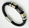 Bracelet Personalized Real Leather Dual Color Totem Titanium Steel Bracelet Men's Bracelet Bracelet