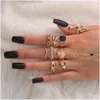 Band Rings 10 Sets/Lot Vintage Sets For Women Jewelry Accessories Heart Flowers Stars Finger Ring Female Gifts Drop Delivery Dhgarden Dhlga