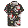 Camisas casuales para hombres Tema de Navidad Masculino Santa Impresión Botón Mens Solapa Camisa de manga corta Top Fast Ropa Hombre