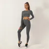 Pantalon de deux pièces pour femmes 2 pièces sans couture Dot Sport Costume pour femmes Coupe amovible Soutien-gorge Yoga Crop Top Taille haute Leggings Gym Vêtements Fitness