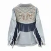 Women's Jackets Denim Jacket Korean Floral Embroidery Suede Fringe Loose Chaquetas Mujer Coat Long Sleeve Outerwear Women Veste Femme 231109