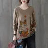 Vêtements ethniques Style chinois traditionnel Femmes Blouses 2023 Automne Hiver Cheongsam Pull Simple Dames Tops 12280