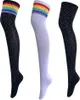 Chaussettes hautes pour femmes au-dessus du genou Sexy Sparkle Strass Bas Long Casual Stripe Sports Tube Chaussettes