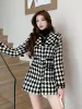 Women's Outerwear Winter Vintage Women Tweed Jackets Korean Fashion Simple Single-Breasted Casual Thicken Loose Female Plaid Woolen Coats 2024