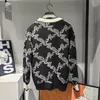 Men's 2023 Autumn/Winter New Dark Jacquard Collar Contrast Chenille Knitted Cardigan Sweater Coat