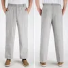 Men's Pants Anti-pilling Fashion Casual Flax Mid-aged Men Comfy Thin Streetwear