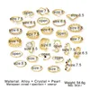 Gold Color Rings Set For Women Vintage Pearl Geometric Hollow Rhinestone Ring Fashion Wedding Party Jewelry