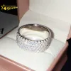 Bague de mariage en Moissanite pour hommes, personnalisée, glacée, en argent Sterling, 5 rangées, 2Mm, bagues de fiançailles en diamant de laboratoire avec certificat GRA